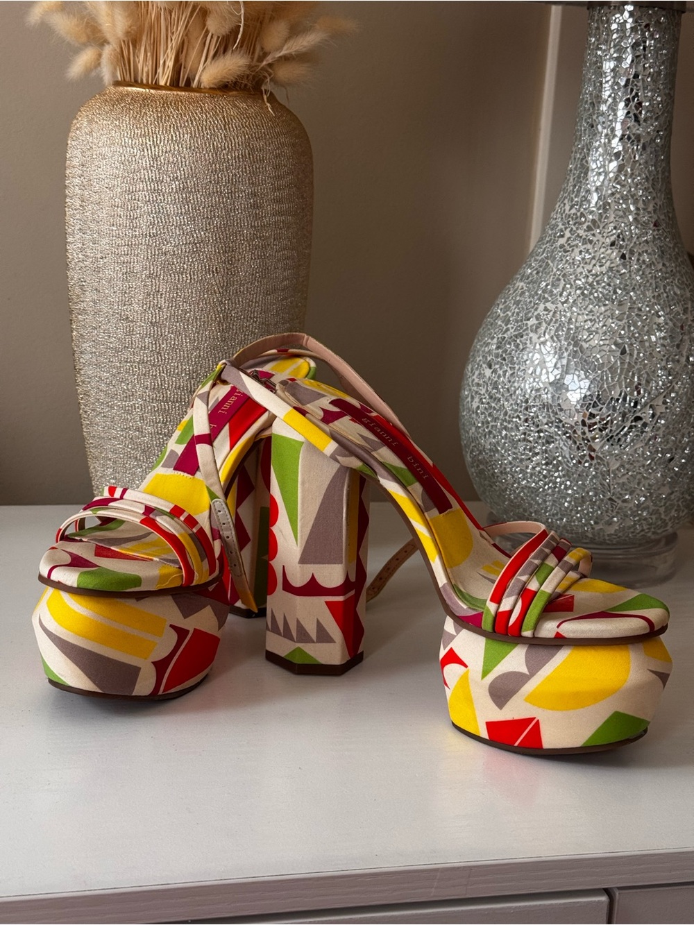 Gianni Bini Women’s Multicolor Platform Sandals - Stylish High Heel Summer Shoe